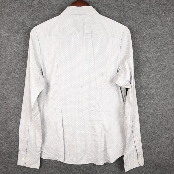 H&M Womens Shirt Size 14 Blue White Polka Dot Button Down Long Sleeve - Picture 8 of 12